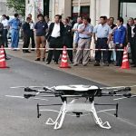 農業用ドローンの飛行実演を行いました（7月12日）