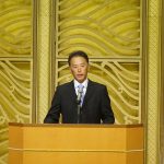 あいさつする信太組合長（9月17日）